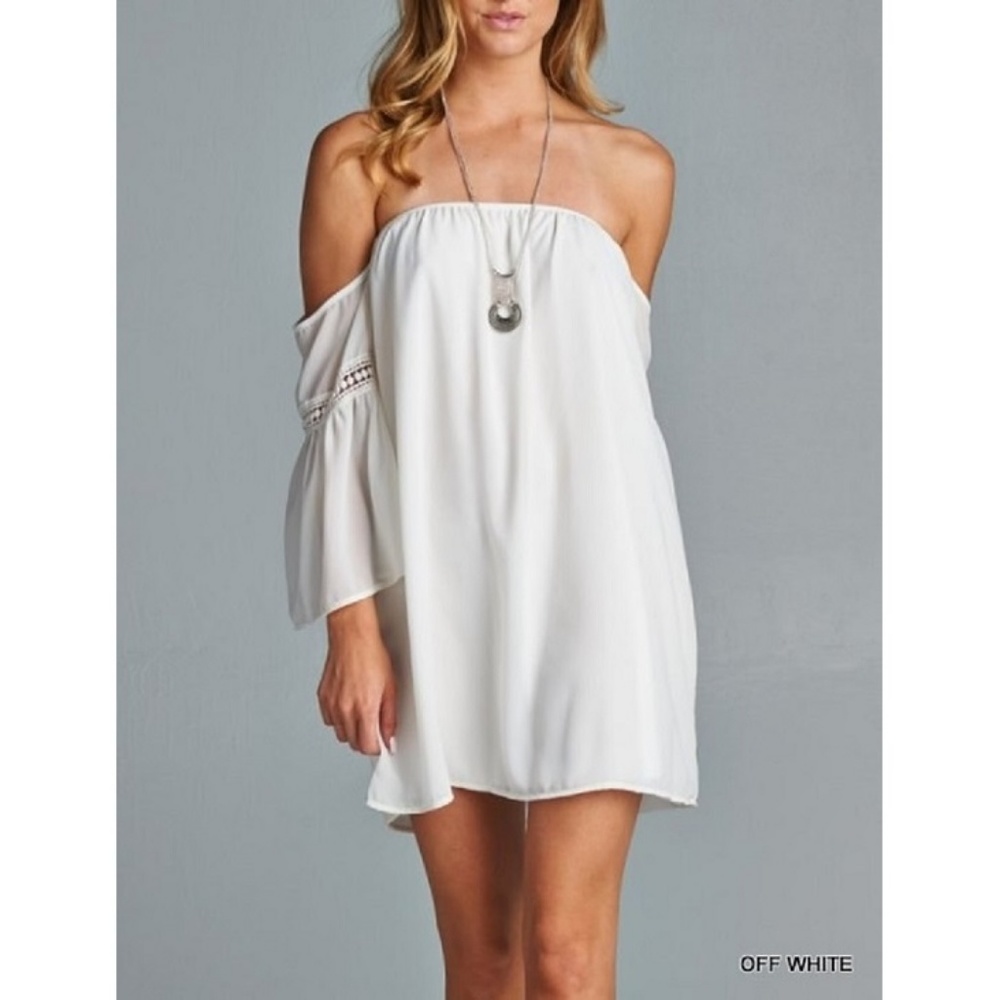Boho Off Shoulder Chiffon Tunic Shift Dress